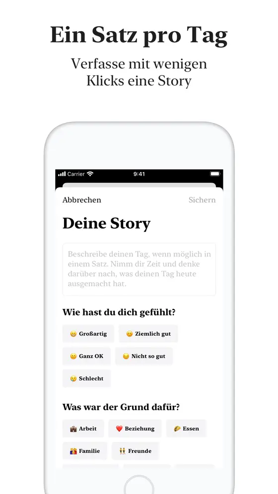 Deutscher App-Store-Screenshot 2 von 5 der Punkt-App auf dem iPhone