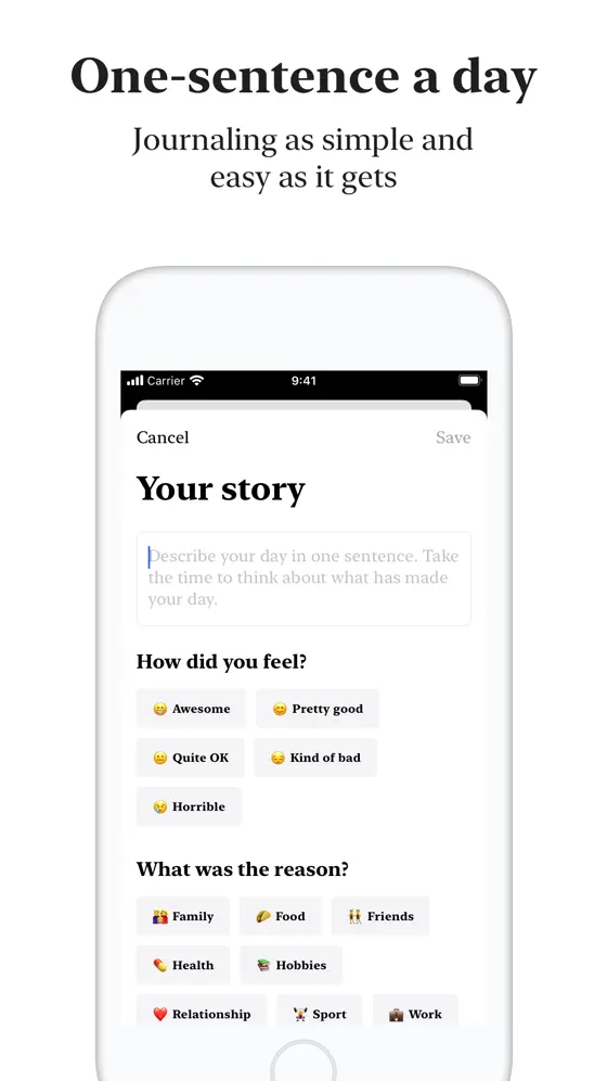 Englischer App-Store-Screenshot 2 von 5 der Punkt-App auf dem iPhone